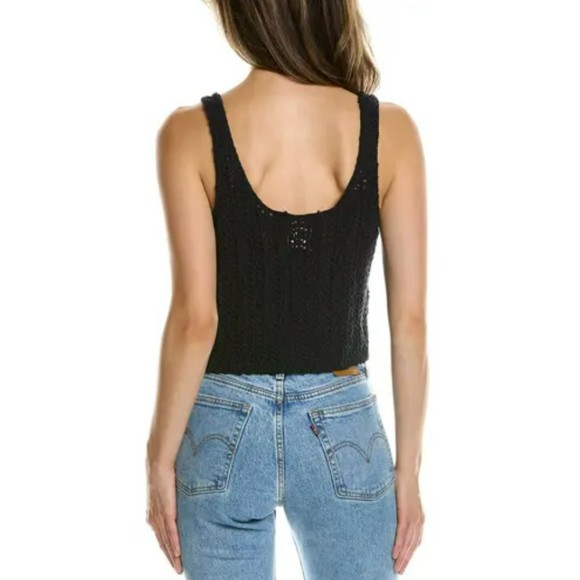 ⭐Free people We The Free Care Stanley Black Crochet Button Up Vest Top Size S - Picture 9 of 10